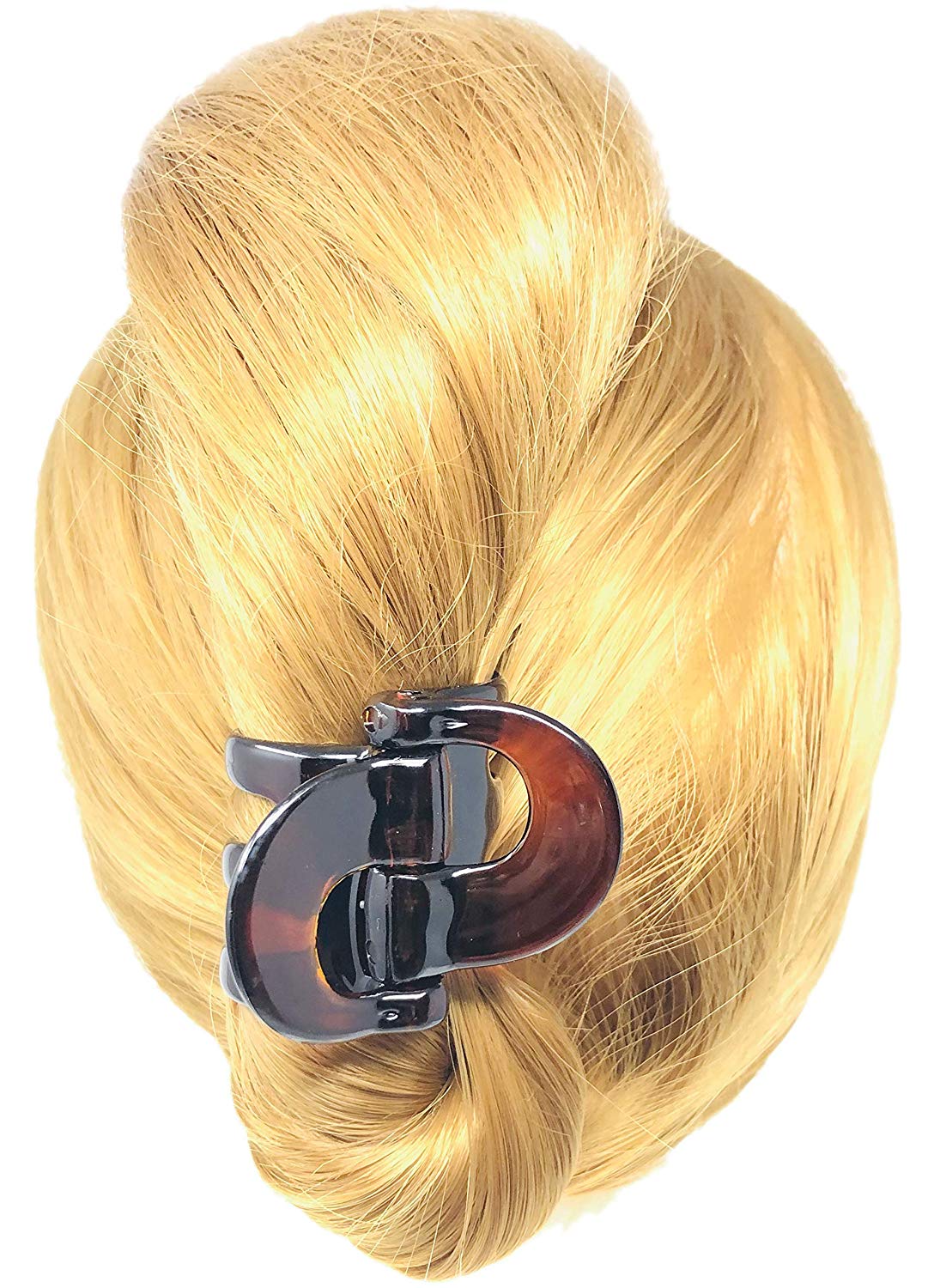Parcelona French Circular Shell N Black Small Cellulose Hair Claws for Women