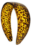 Parcelona French Wide Leopard Print Mustard Yellow Flexible Celluloid Headband