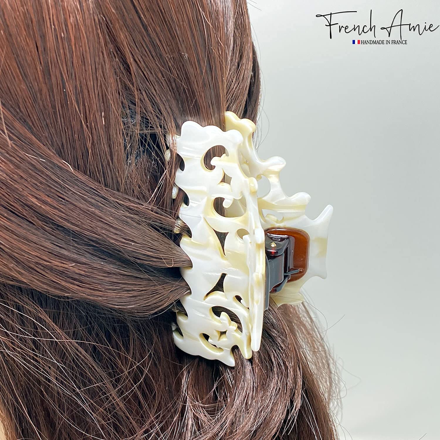 French Amie Beau Medium Handmade Cellulose Jaw Hair Claw for Women and Girls