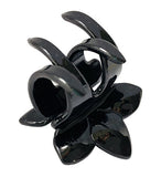 Parcelona French Clove Flower 4 Teeth Black Pony Holder Hair Claw 2 Inch