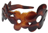 Parcelona French Flower Celluloid Tortoise Shell Wide Hair Headband for Women