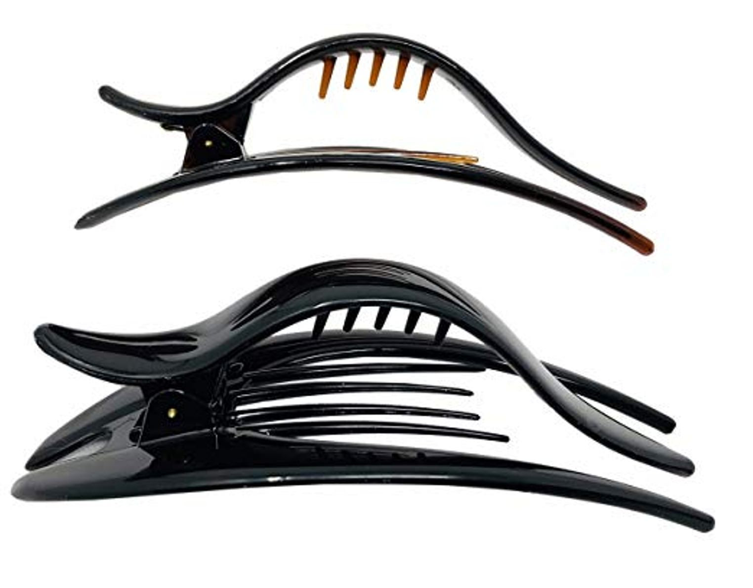 Parcelona French Beak Clasp Shell N Black Salon Hinge Side Slide In Hair Claws
