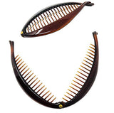 Parcelona French Basic Fish Shaped Tortoise Shell Brown Banana Hair Clips 2 Pcs