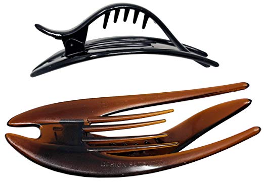 Parcelona French Beak Clasp Shell N Black Salon Hinge Side Slide In Hair Claws