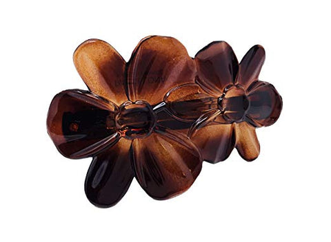 Parcelona French Deux Fleurs Tortoise Shell Celluloid Hair Clip Barrette