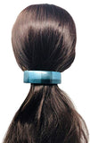 Parcelona French Curved Blue Checks Strong Grip Volume Hair Clip Barrette