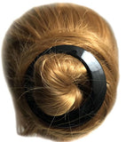 Parcelona French Big Circle Large  Black Round Side Slide Hair Clip Barrette