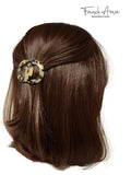French Amie Twin Round White Tokyo  Side Slide Hair Clip Barrette