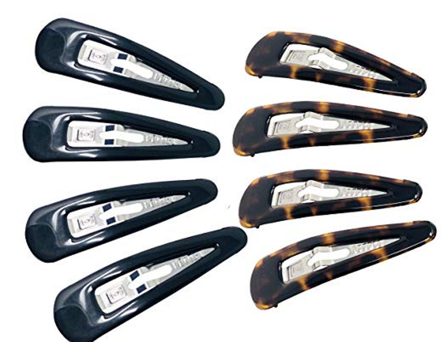 Parcelona French Medium Black and Shell Pack of 8 Clic Clac Metal Snap Hair Pins