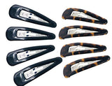 Parcelona French Medium Black and Shell Pack of 8 Clic Clac Metal Snap Hair Pins