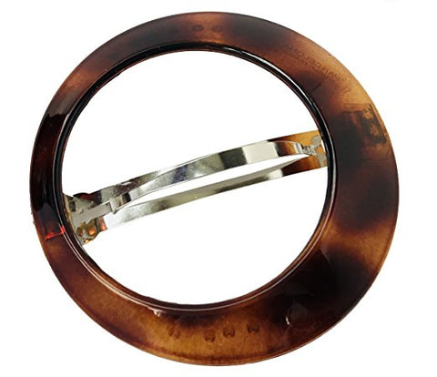 Parcelona French Big Circle Large Shell Round Side Slide Hair Clip Barrette