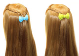 Parcelona French Angel Bow Blue and Green Small 2” Celluloid Set of 2 Hair Clip