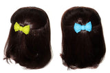 Parcelona French Angel Bow Blue and Green Small 2” Celluloid Set of 2 Hair Clip