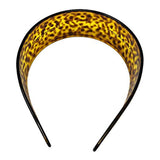 Parcelona French Wide Leopard Print Mustard Yellow Flexible Celluloid Headband