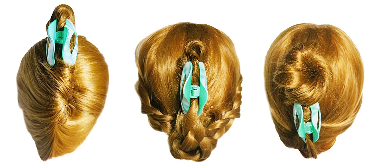 Parcelona French Swift Mint Green and White Medium Hair Claw