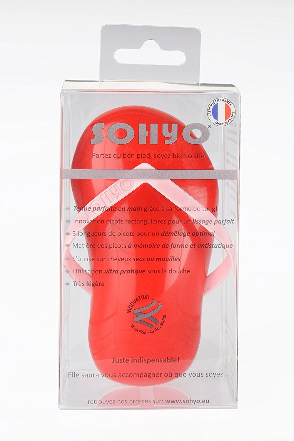 Sohyo Flip Flop Powder Poppy Red Detangler Hair Brush Comb For Girls-Sohyo-ebuyfashion.com