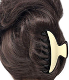 Parcelona French Solid Ivory with Black Rim Medium Covered Spring Hair Clip Claw