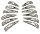 Parcelona French Medium Stainless Steel Pack of 12 Clic Clac Metal Snap Hair Pin