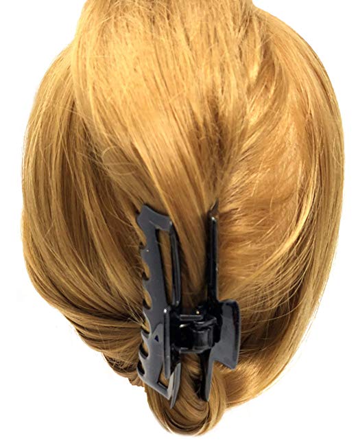 Parcelona French Bend Narrow Small Shell and Black Cellulose Jaw Hair Claw
