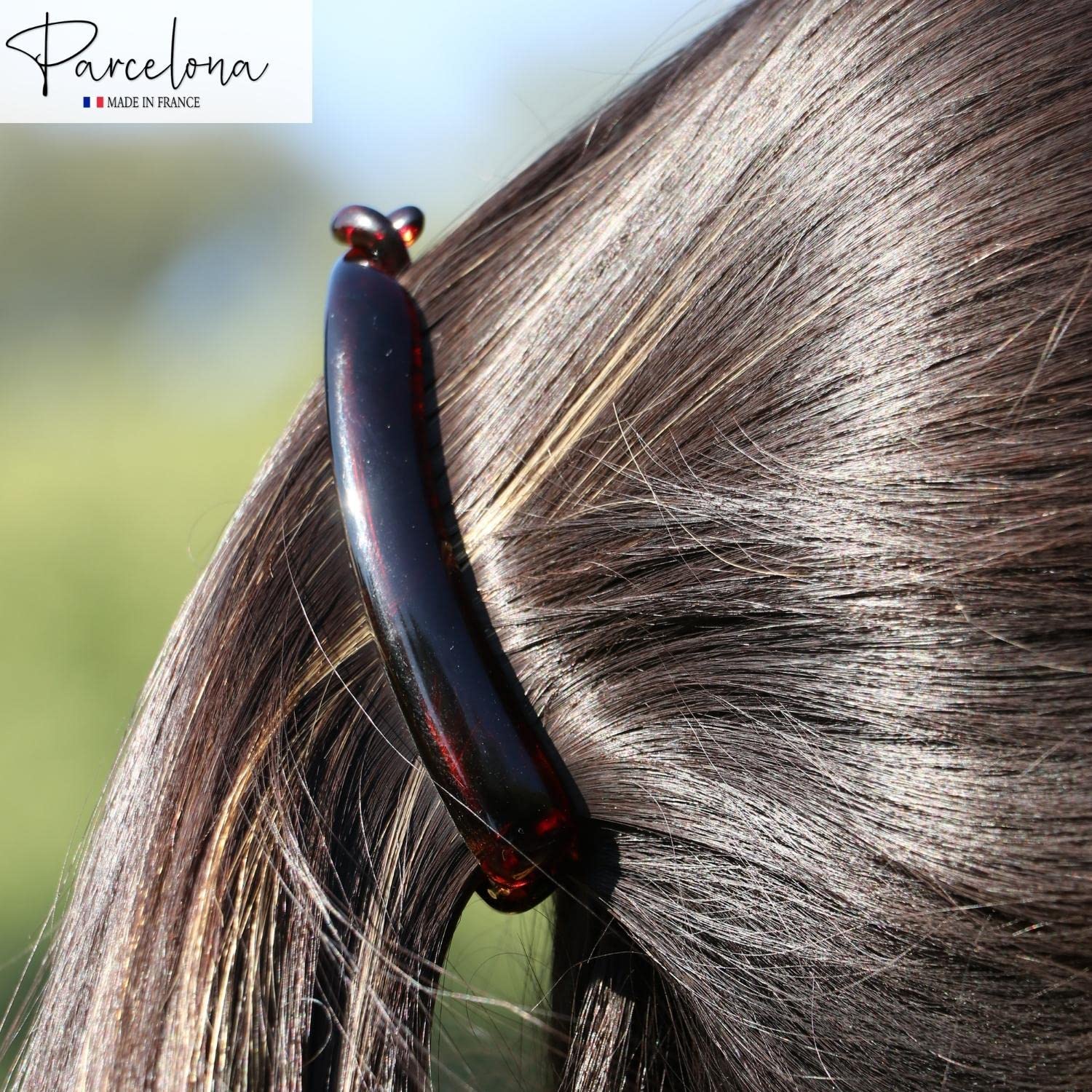 Parcelona French Small 3.75” Cellulose Set of 2 Banana Hair Clips for Women