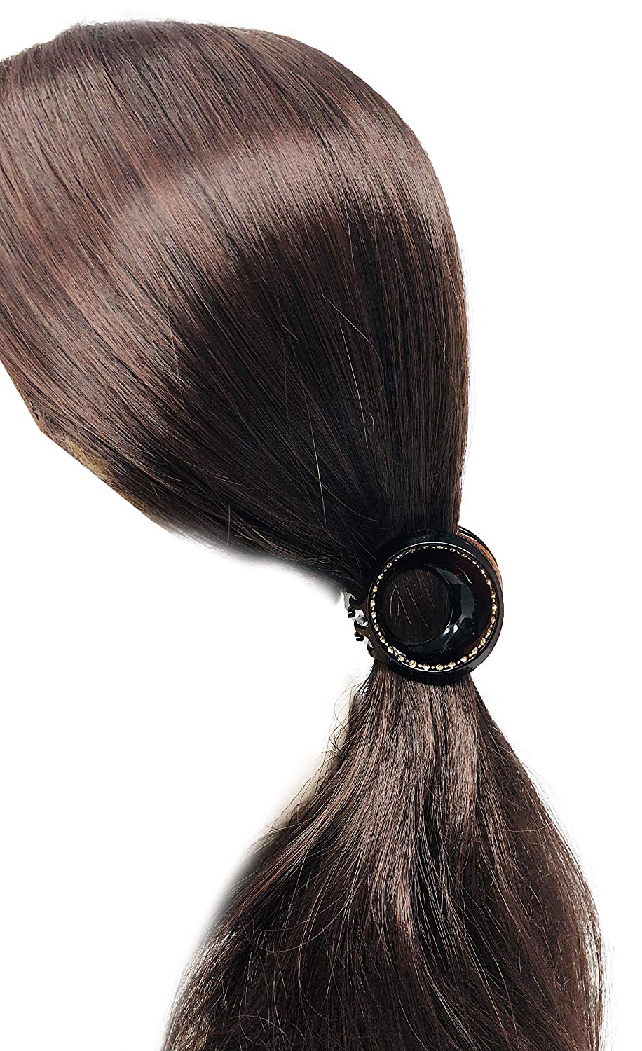 Parcelona Round Crystal Large Shell Claw Clip with Covered Spring for Thick Hair