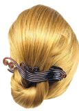 Parcelona French Swirl Shell N Black Side Slide Beak Hair Claw Clip- 2 Pcs