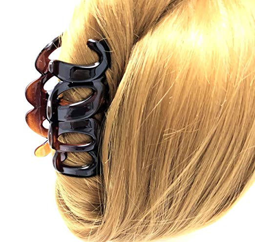 Parcelona French COOL Set of 2 Tortoise Shell Brown Black Jaw Hair Claw Clip