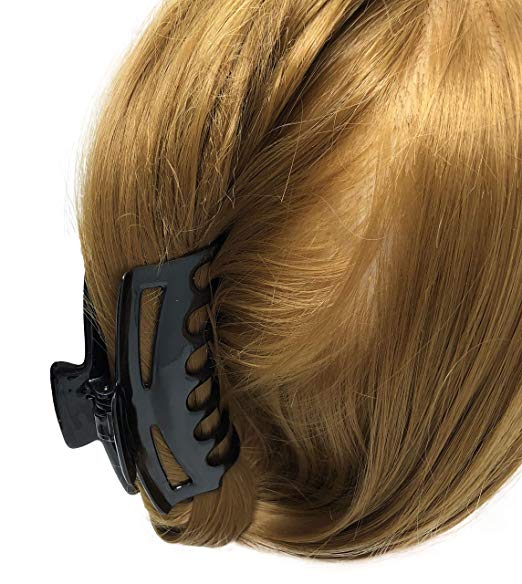 Parcelona French Bend Narrow Small Shell and Black Cellulose Jaw Hair Claw