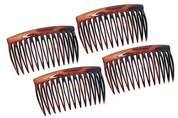 Parcelona French Oval Cut 13 Teeth Shell Good Grip Side Hair Combs 4 Pcs