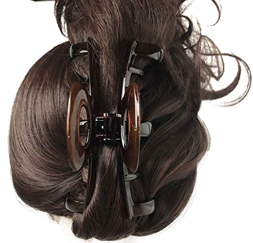Parcelona French Ring Large Tortoise Shell Cellulose Jaw Hair Claw Clip