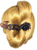 Parcelona French Floral Shell N Black Side Slide Beak Hair Claw Clip- Set of 2