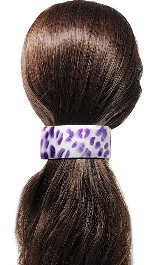 Parcelona French Purple Foot Print Bar Wide Large Cellulose Hair Clip Barrette