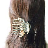French Amie Wow Grip Onyx Silver Medium Handmade Side Slide Jaw Claw Hair Clip-FRENCH AMIE-ebuyfashion.com