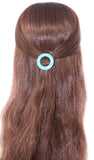 French Amie Magic Circle Blue Small Handmade Side Snap On Hair Barrette