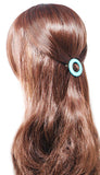 French Amie Magic Circle Blue Small Handmade Side Snap On Hair Barrette