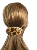 Parcelona French Oval Mosaic Brown Golden Large Hair Clip Barrette for Girls