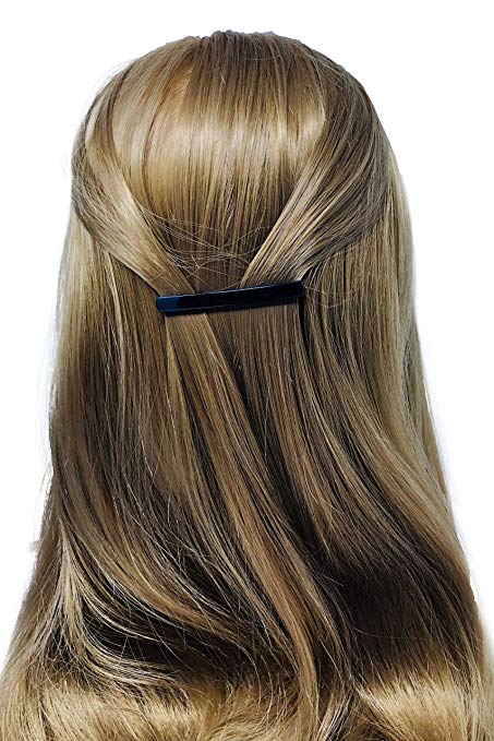 Parcelona French Svelte Shell N Black Cellulose Hair Barrettes for Women(4 Pcs)