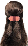 Parcelona French Oval Wide Salmon Brown Checks Automatic Hair Clip Barrette