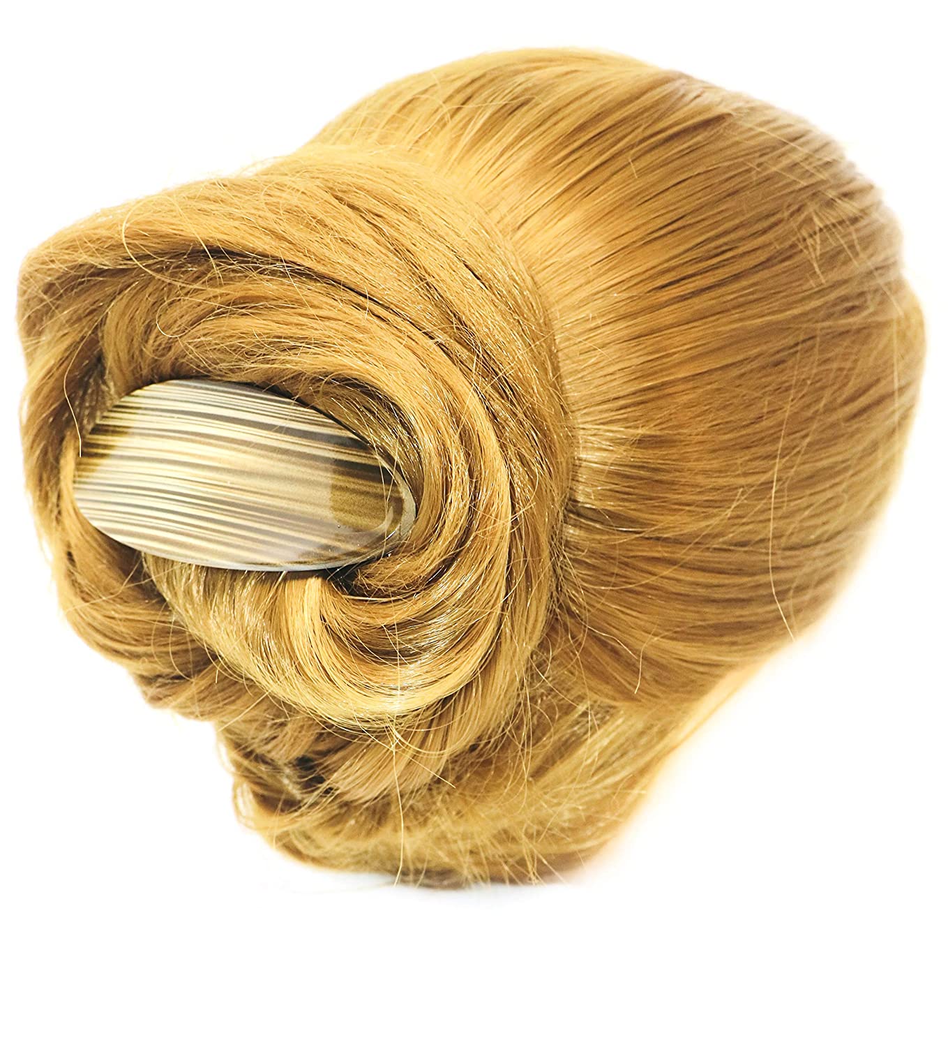 Parcelona French Oval Grey Beige Cellulose Acetate Automatic Hair Clip Barrette