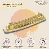 French Amie Small 2 1/4" Celluloid Handmade Hair Barrette for Women and Girls