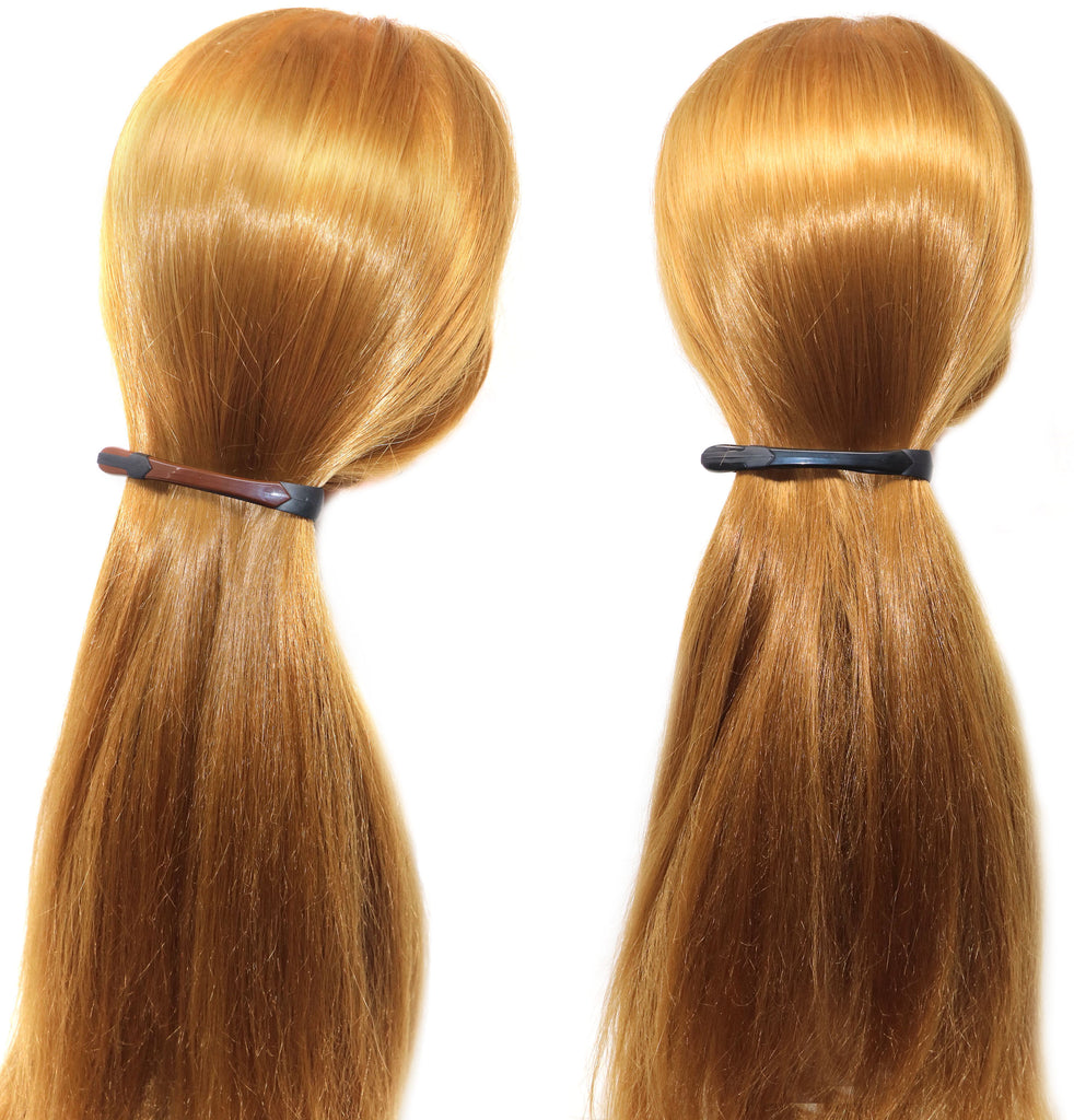 Parcelona French Twin Fit Chocolate Brown N Black Metal Free Hair Clip