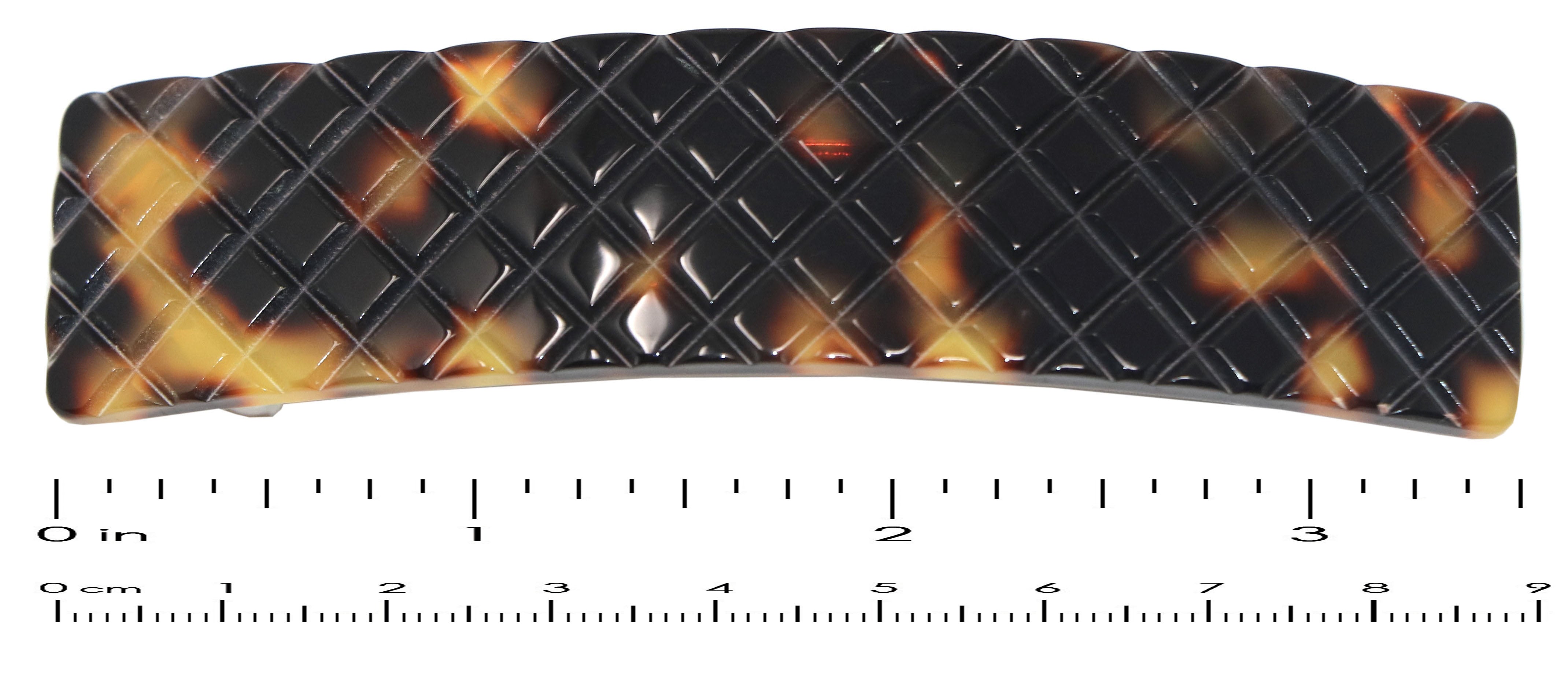 French Amie Beau Criss Cross Handmade Hair Clip Automatic Barrette Silver Clasp