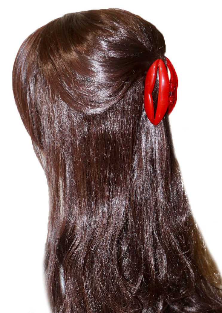 Parcelona French Lip Red Medium Hair Claw Clip for Girls and Women