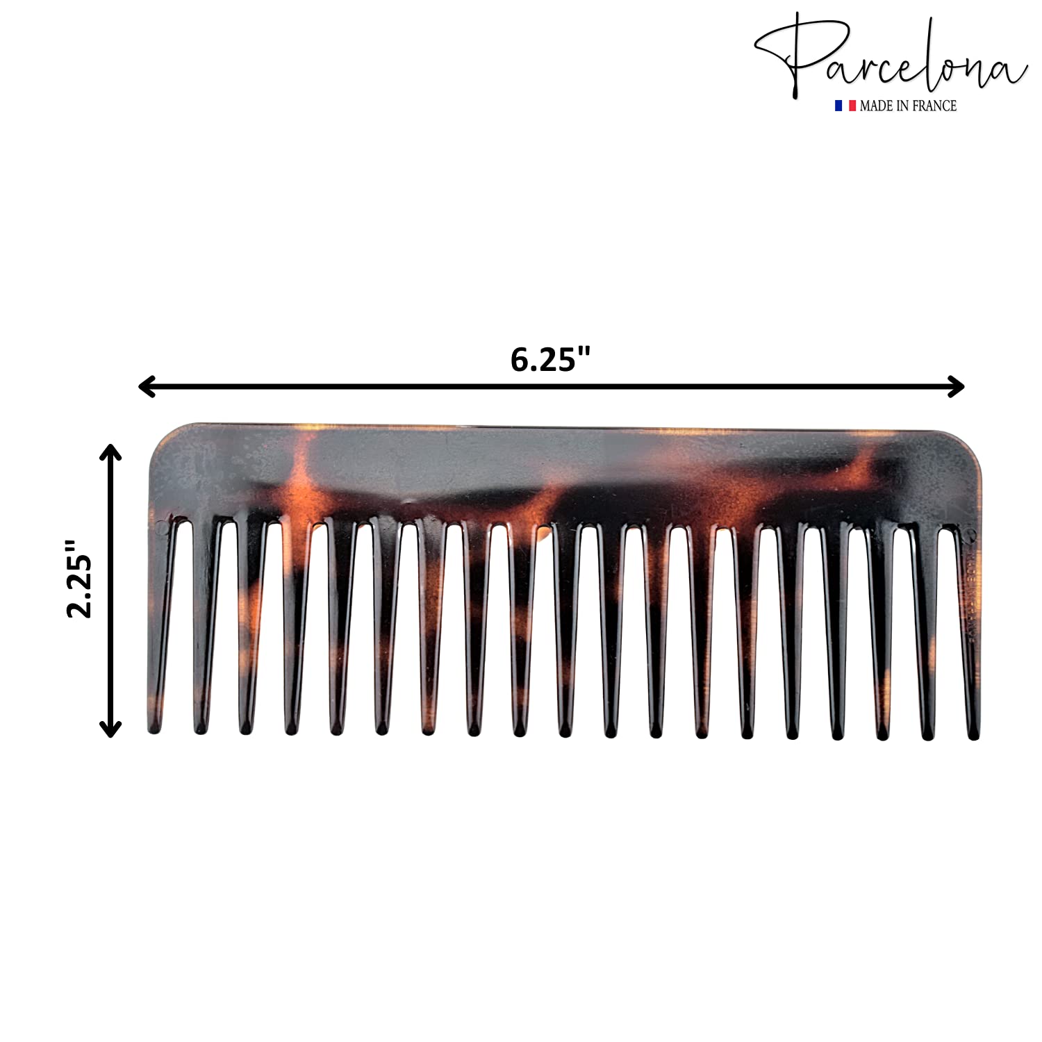 Parcelona French Wide Detangle Large Cellulose Hair Comb for Women and Girls