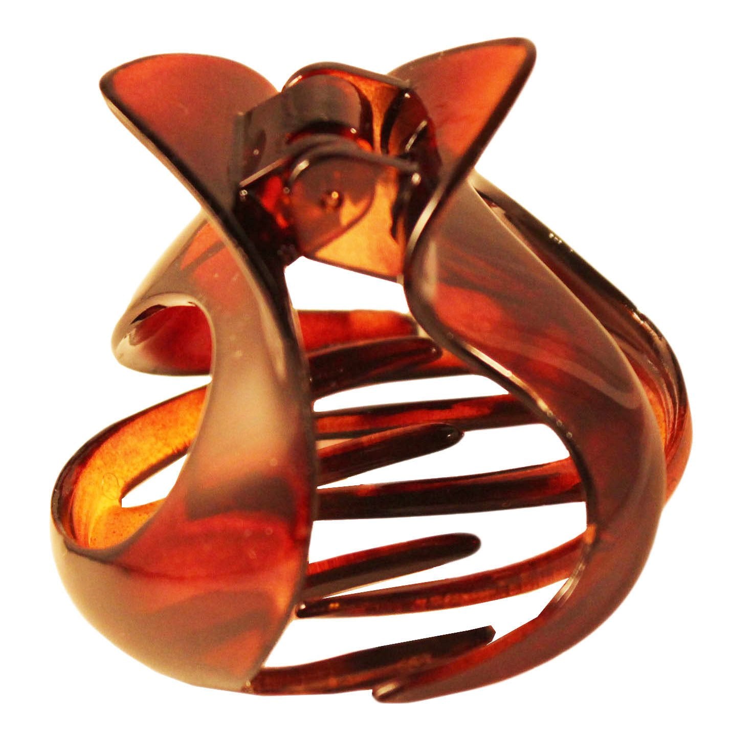 Parcelona France Open Heart Pony Medium Tortoise Shell Celluloid Hair Claw Clip-PARCELONA-ebuyfashion.com