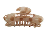 Parcelona France Ovale Beige N Brown Polka Medium Covered Spring Celluloid Jaw H-PARCELONA-ebuyfashion.com