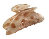 Parcelona France Ovale Beige N Brown Polka Medium Covered Spring Celluloid Jaw H-PARCELONA-ebuyfashion.com