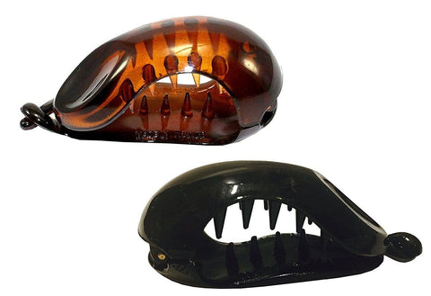 Parcelona France Small Fish Cellulose Shell & Glossy Black Banana Hair Clip-PARCELONA-ebuyfashion.com