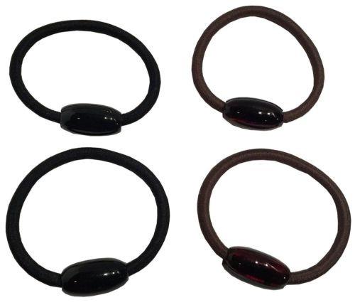 Parcelona French Barrel Brown Shell N Black Pony Holder Hair Elastics Bands-PARCELONA-ebuyfashion.com