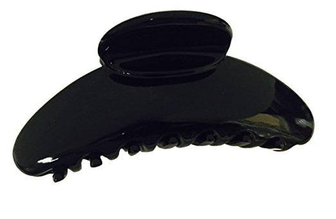 Parcelona French Black Large Celluloid Jaw Hair Claw Clip with Covered Spring-PARCELONA-ebuyfashion.com